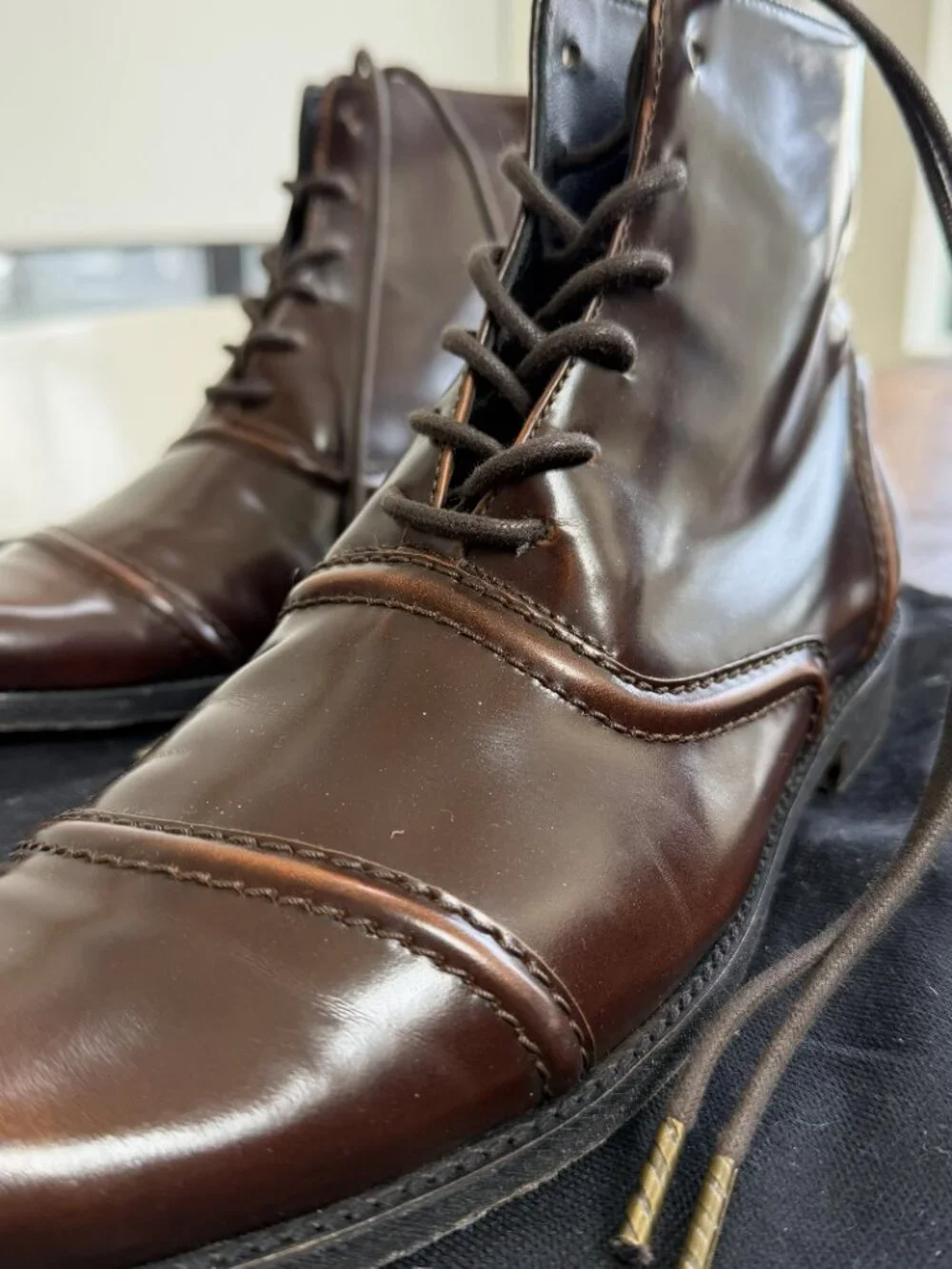 Billy Reid Brown Leather Cap-Toe Boots in Almost New Condition, Size 8 1/2